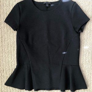 J. Crew Peplum Top, Black, Size Small